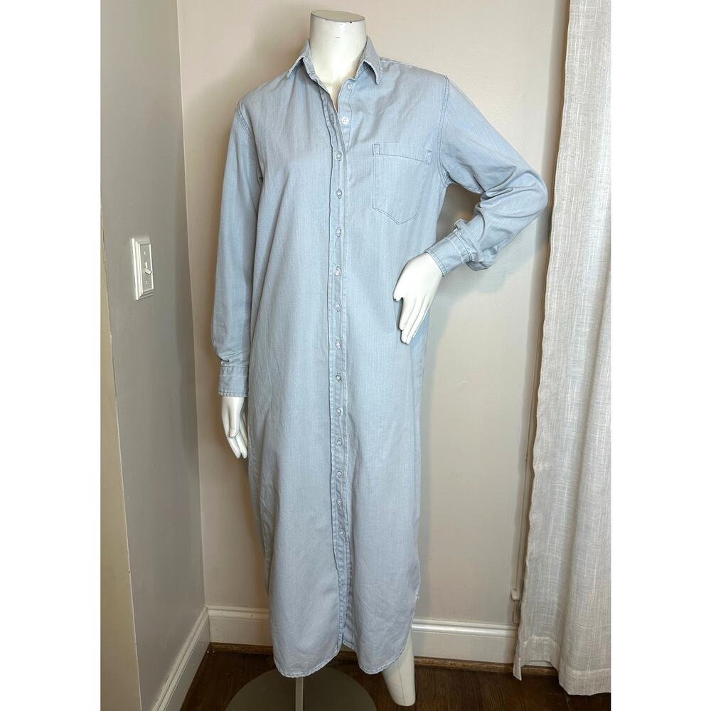 Yakira Bella Denim Maxi Shirtdress XS Light Wash